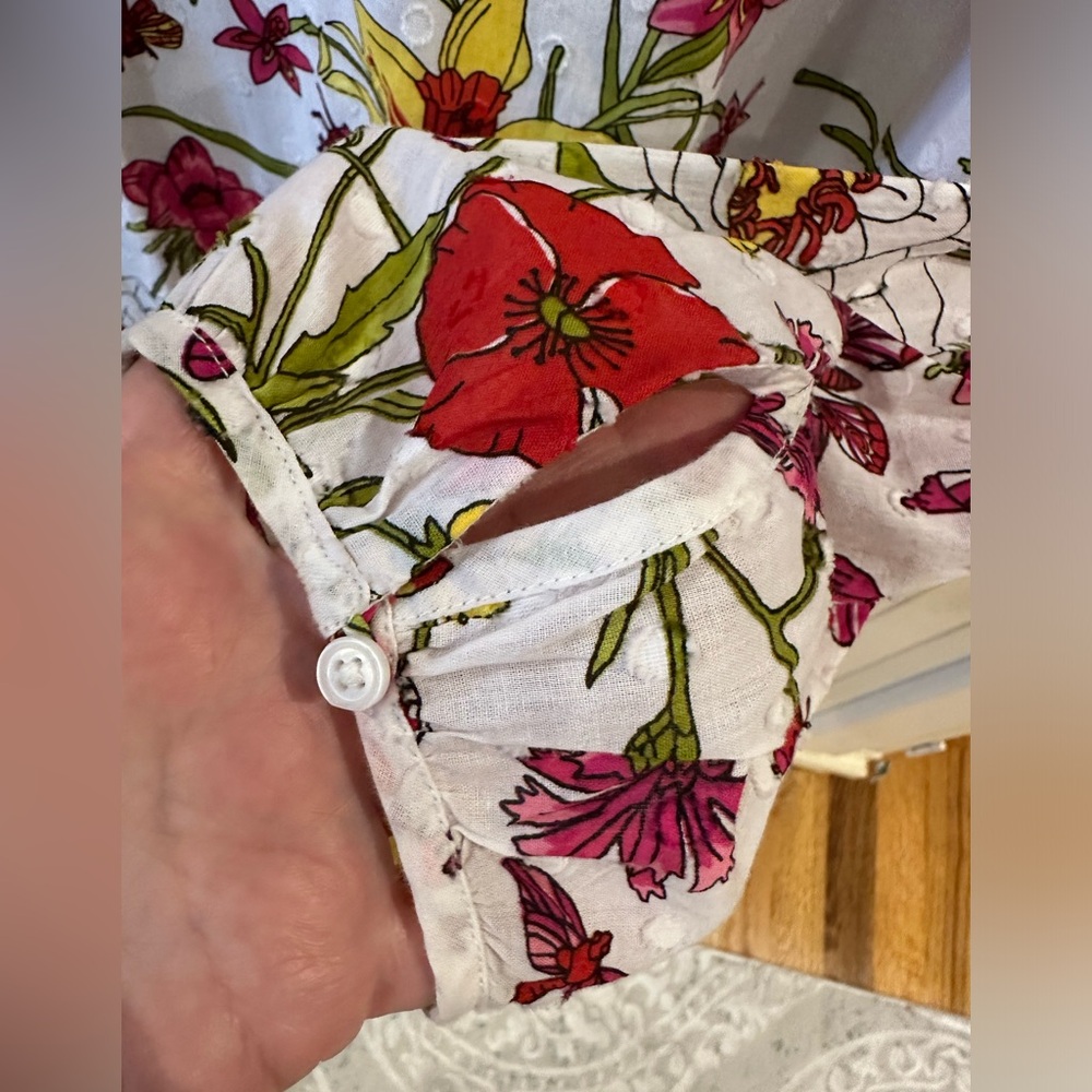 Talbots Floral Blouse - White, Pink, Yellow, Green - Picture 7 of 13